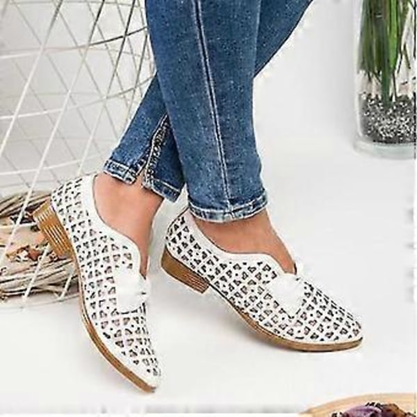Ballerina Flats med rosett, vårskor för dam, lädersko (36 Rosa)