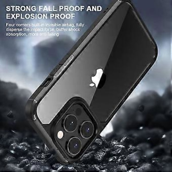 Defense Armor -sarjan iPhone 15 Pro:n läpinäkyvä takakuori TPU+PC -materiaaleista, iskunkestävä suoja