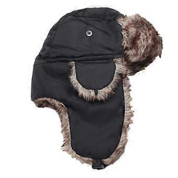 Trooper Hatt Unisex Justerbar Fuskpäls Vindsäker Utomhushatt för Vinter Qinhai (Svart)