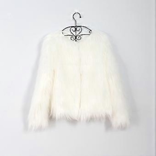 Pels Pelsfrakke Vinter Dame Pels Falsk Hvid Jakke Vinter (XL hvid)