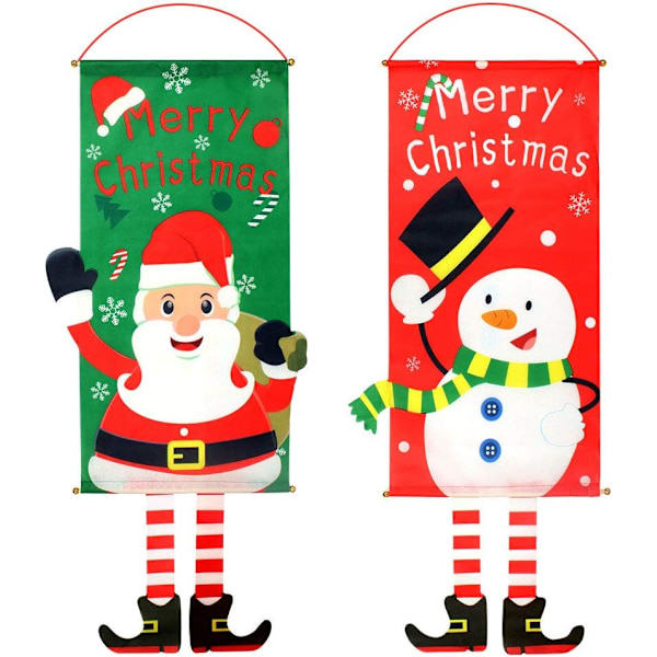 2 stk. Hengede juleflagg, God jul bannerdekorasjoner