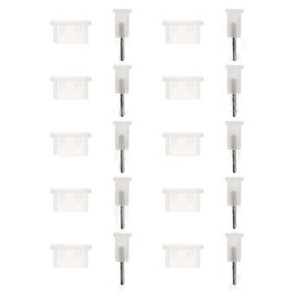 10 Par USB Typ C Dammskyddsskydd Silikon Portplugg Skydd (Transparent)