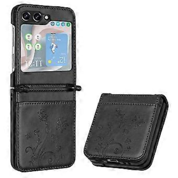 Til Samsung Galaxy Z Flip5 5G Telefon Cover med Trykte Sommerfugle PU Læderbelagt PC Cover (Stil A)