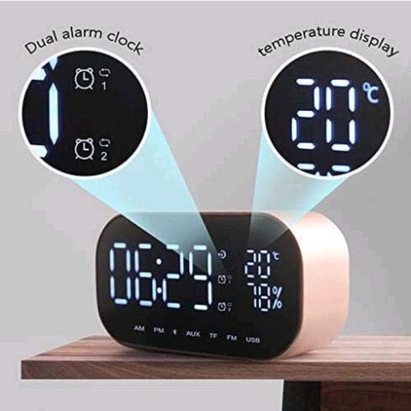 Digital Mirror Alarm Clock with Bluetooth Speaker Light Alarm Clo