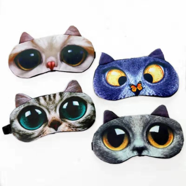 4 Pack Sleep Masks, Soft and Fluffy Animal Eye Sleep Mask, E