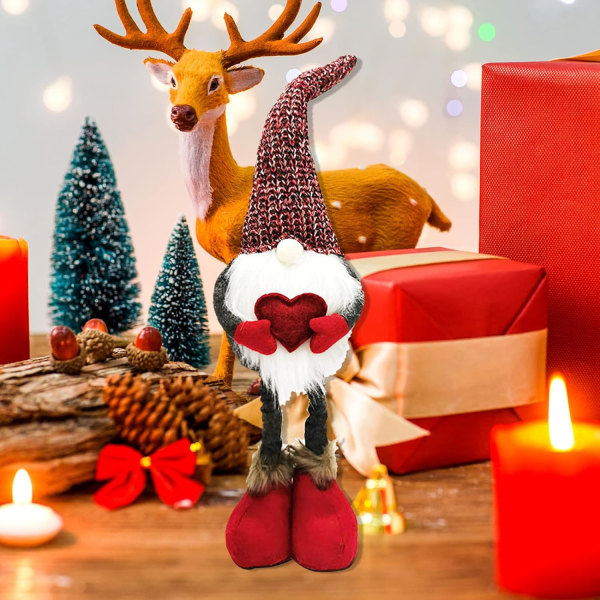Jultomte Plyschdocka Långt Skägg Stående Fylld Handgjord S