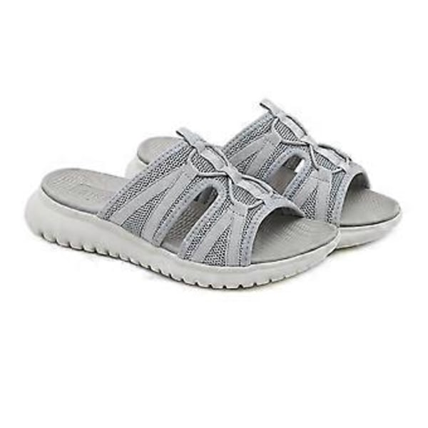 Sports MD Casual Damesandaler Stor Størrelse Sommer Kilehæl Slippers (EU 36 Grå)