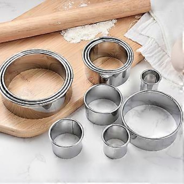 1 Sett Sirkel Kakeutstikker Matvaregodkjent Polert Overflate Rustsikker Korrosjonsbestandig Non-stick Rustfritt Stål Sirkel Kjeks Kakeutstikker Deigkutter