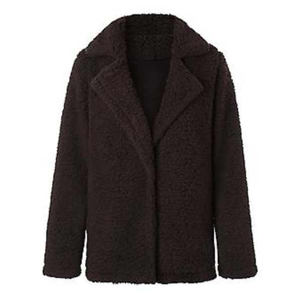Kvinnlig Teddybjörn Fleece Fluffig Jacka Cardigan Kavaj Ytterplagg (S Kaffe)