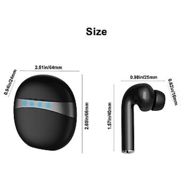 TWS Bluetooth 5.0 Hörlurar Trådlösa Hörlurar Stereo Hörlurar För Android iPhone (Svart)