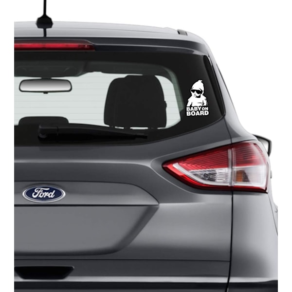 Decal World Baby On Board -tarra, vinyyliautotarra | Yksittäinen | Helppo