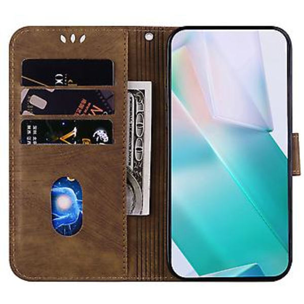 Embosset Lærveske For iPhone 15 (Brun)