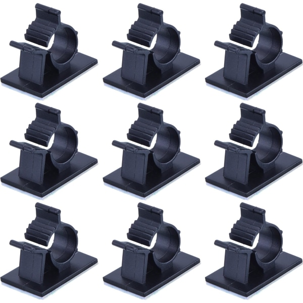 Justerbara självhäftande kabelklämmor Nylon för buntband, svart