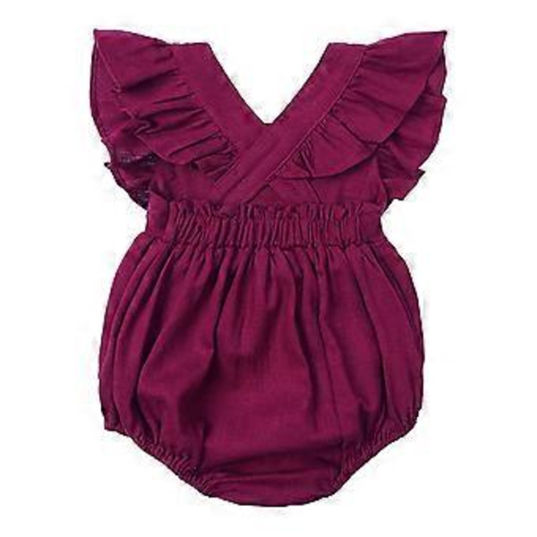 Babykläder Flicka Baby Sparkdräkt Volang Ärmlös Jumpsuit Heldräkt Enfärgad Bodysuit Sommar Babykläder Flicka Rosa 73 (73 Rosa)