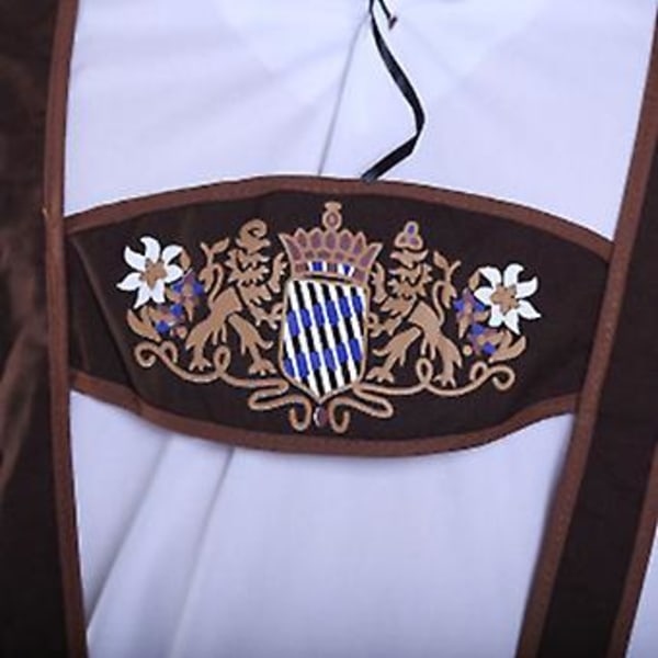 100% uusi, miesten Oktoberfest-asu saksalainen baijerilainen Lederhosen olut Oktoberfest naamiaisasu (M aprikoosi)