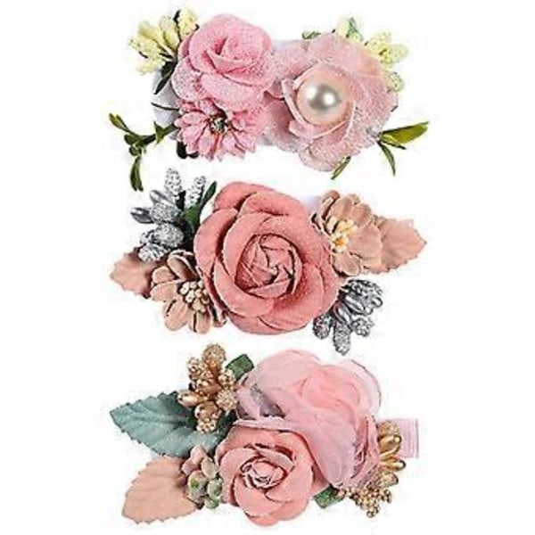 Simuleringsblomst Hårspenner Jenter Hårtilbehør (Seksjon A) 3 Stykker (FARGE 1)