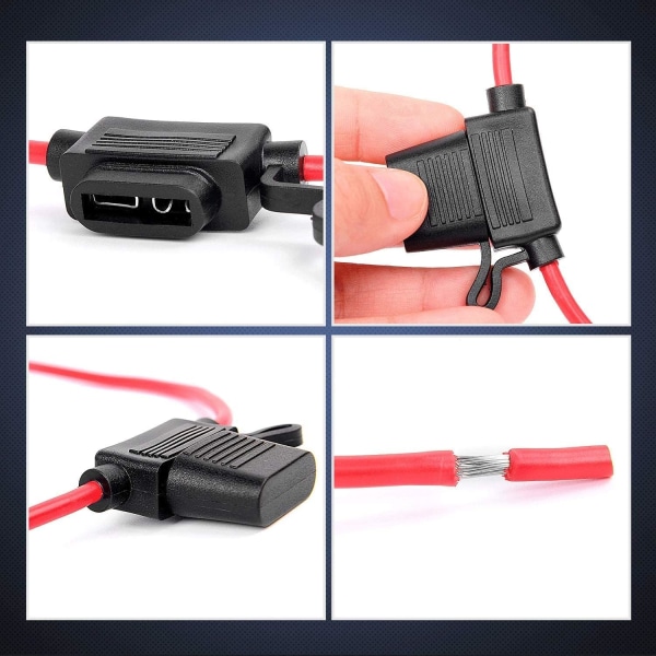 5 stk. 16AWG vandtæt plug-in medium blade sikringsholder med ledning, DC 32V 20A Add-A-Circuit til bil T