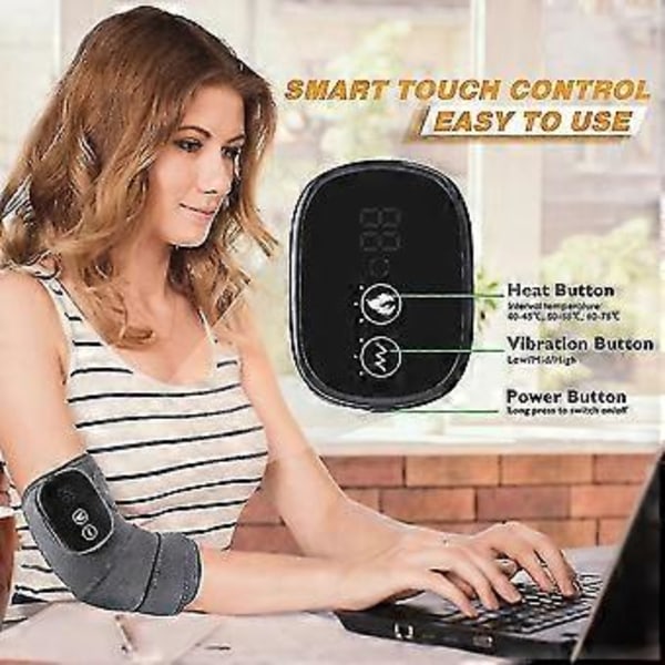 Massage Värme Knäskydd, Elektrisk Värme Knäskydd Vibration Knämassager Termisk Värmeterapi Varm Kompress 1st
