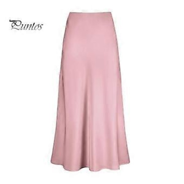 Vår Sommar Maxikjol Dam Hög Midja Silkeslen Textur Lång Kjol Enfärgad Slät Satin Fishtail Lång Kjol (S rosa)