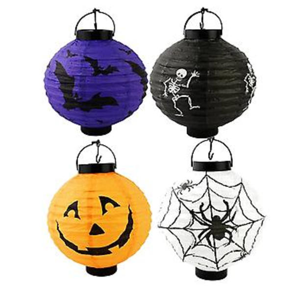2 kpl Halloween-koristeet Led-paperipumppu-lyhtyjä riippuvaisia ​​valoja Halloween-koristeita kotiin lepakko-lyhtyjä