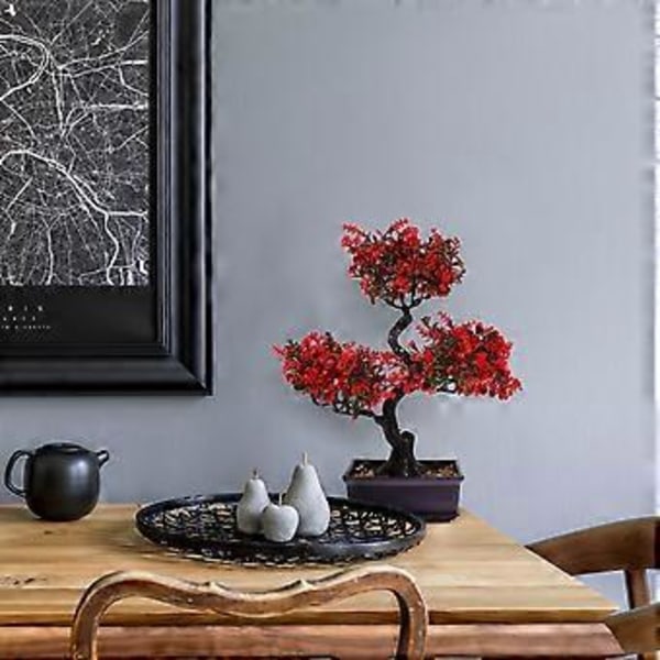 Keinotekoinen bonsai-puu, tekokasvi ruukussa, tekobonsai-ruukkukasvi koristeeksi sisätiloihin, kotiin, toimistoon, ulkotarhaan