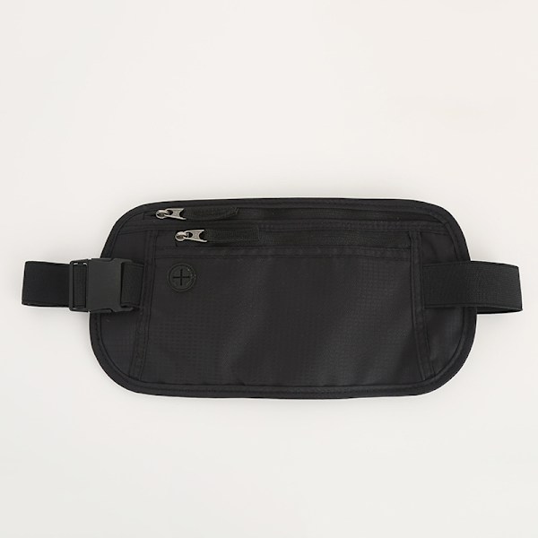 Svart 28cm Professionell platt midjeväska med RFID-skydd fo