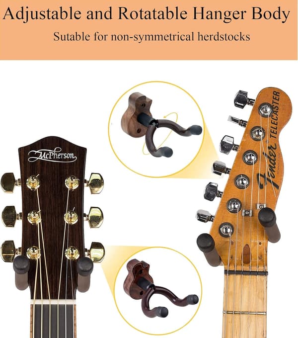 Guitarvægmontering Akustisk Guitar Stativ Sort Valnødde Krog wi