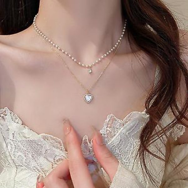2023 Ny Fargerik Skall Hjerte Henger Halskjede For Kvinner Gyllen Estetisk Sjarm Choker Mote Fest Smykker Gave Til Mujer-xl136 ( XL385)