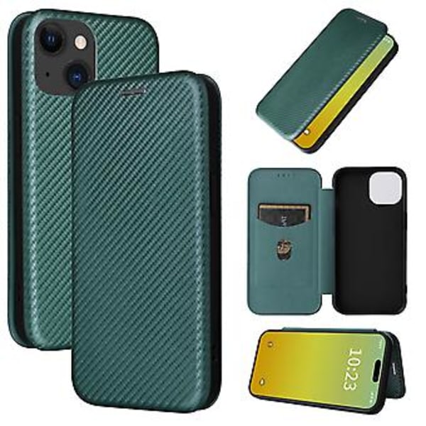 Læder Telefon Case til iPhone 15 Plus (Grøn)