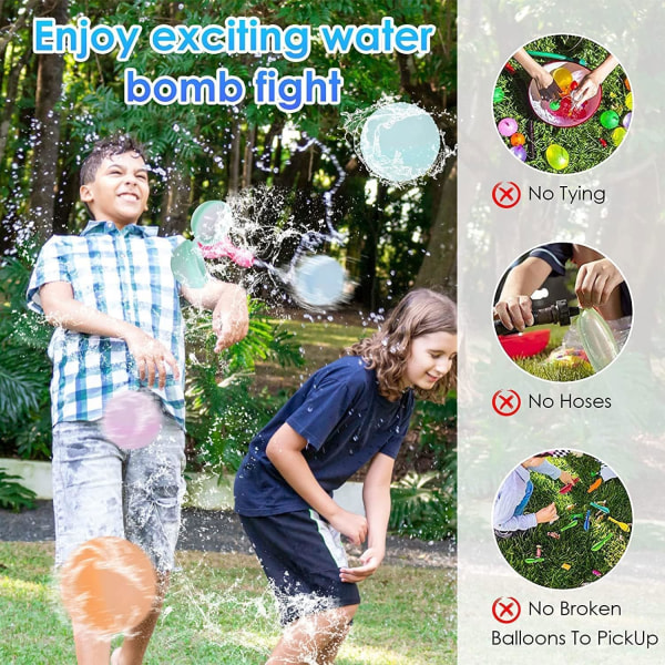 50 st återanvändbara vattenbollar（5cm）, vattenballonger i silikon, vattenbombballonger, färgglada vattenballonger S