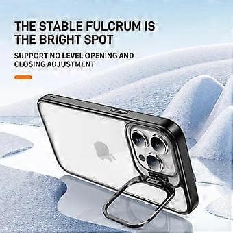 For iPhone 14 Pro-deksel Linseramme Støtteben TPU+Akryl Telefondeksel (Stil A)