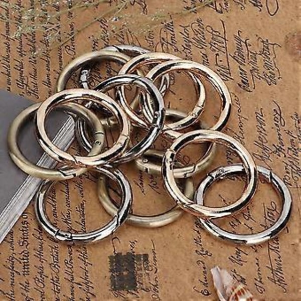 Rund karbinhake med krok och fjäderklämma med O-ring, tillbehör för att göra nyckelringar (typ A)