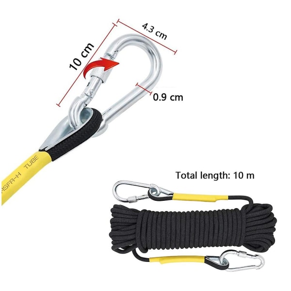 (10m) Svart statisk klatretau tilbehør tauutstyr