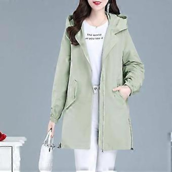 Forårsmode Casual Tynd Mellemlang Damejakke (XL beige)