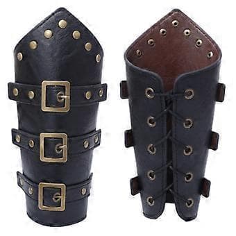 2 stk. gotisk læderarmbånd middelalder rustning armbeskyttere håndled smykker tilbehør til middelalderligt reenactment sort par (sort par)