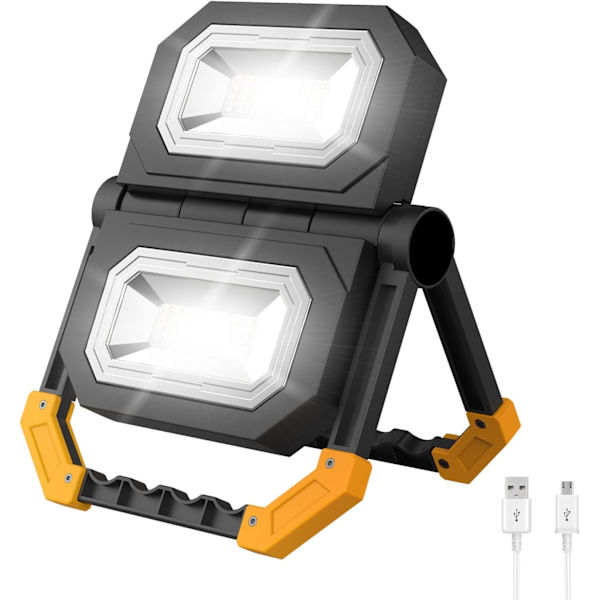 Uppladdningsbar LED-strålkastare, USB LED-strålkastare för utomhusbruk, 360° rotation, bärbar byggarbetsplats
