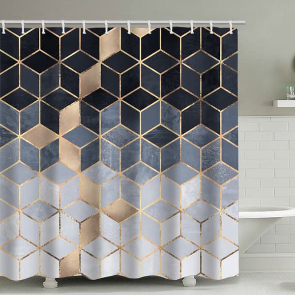 Marmor Bruseforhæng Abstrakt Geometrisk Gitter Kubisk Guld Linjer Mo