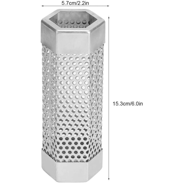 2 stk. 15,3 cm røykrør for kaldrøyking, sekskantet røykrør i rustfritt stål