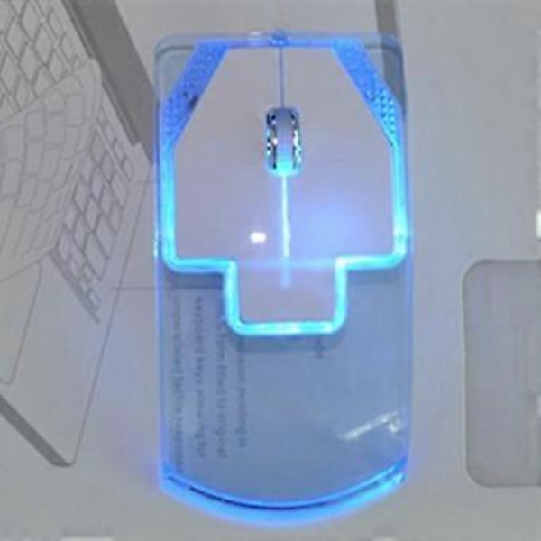 2.4G 3 Knappar Transparent Belyst Mus Trådlös Optisk Mus (Blå)