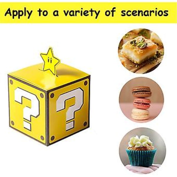 Mario Party Godisbox 24 st Video Game Tegelblock Present Godispåsar för Mario Temafest Favoriter Dekorationer Tillbehör för Pojkar Flickor Barn (Gyllene Tegel)