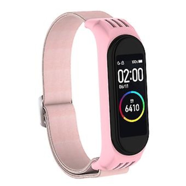 Til Xiaomi Mi Band 3 / 4 / 5 Twill 8-formet Spænde Urrem (Perle Pink)