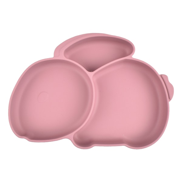 (pink) Silikone baby tallerken, silikone baby tallerken med 3 rum
