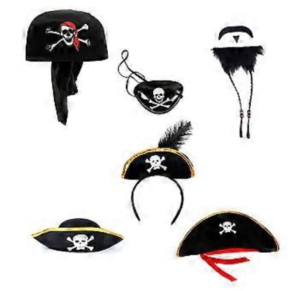 Merirosvohattu aikuisten cosplay-juhliin, kolmikolkkahattu, näyttämöesityksiin, kapteenin hattu, panta, Halloween-rooliasu (kultareunainen merirosvohattu)