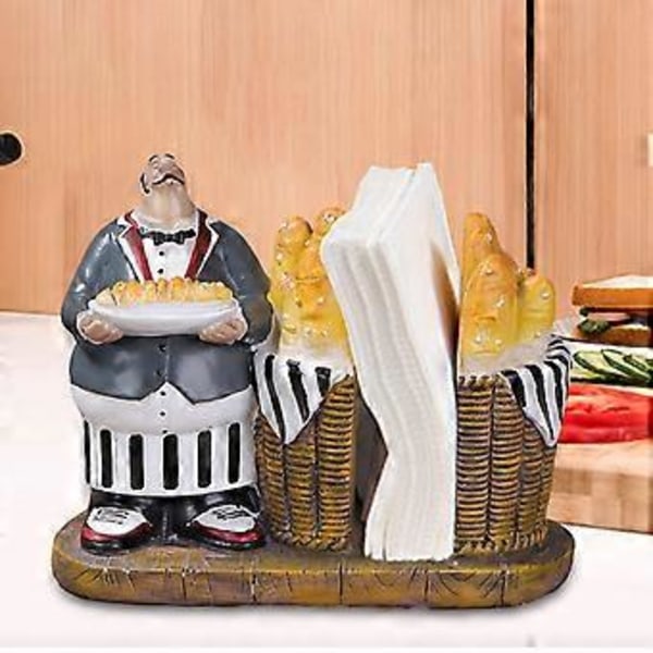 Kockskulptur, Matlagningskock Ornament, Dekorativ Livfull Samlarobjekt, Kockstaty, Kockfigur för Hem Restaurang Butik (Stil E)
