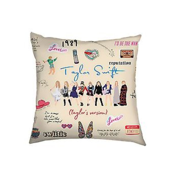 18x18 tum Taylor Swift Linne Kuddeöverdrag Dekorationskudde Soffa Bil Hem Kontor Dekoration Swiftie Fans Presenter (F)