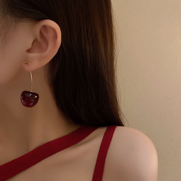 Koreanska Mode Transparenta Körsbärsörhängen för Kvinnor Sommar Cherr