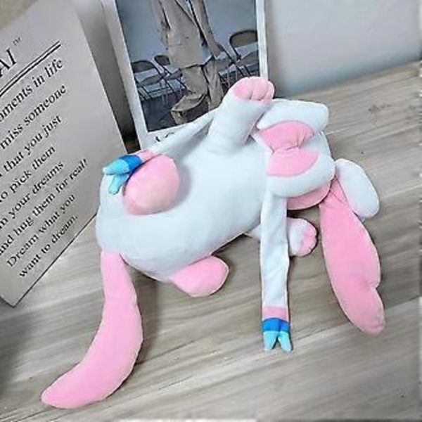 Sovande Carton Kudde Pocket Monster Djur Squish Evolution Plysch Leksak Fylld Mjuk Plushies Gosig Dock för Barn (13,8 tum, Rosa)