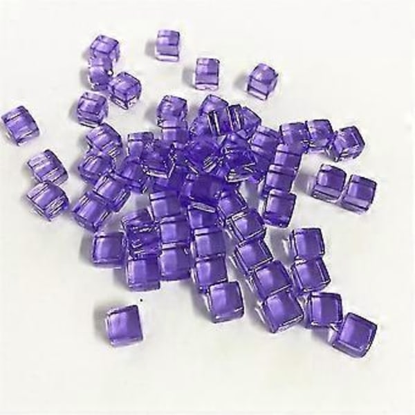 50 st/set 8mm Klar Kub Färgrik Kristall Fyrkantig Hörn Transparent Tärning Schack Yu( Lila)