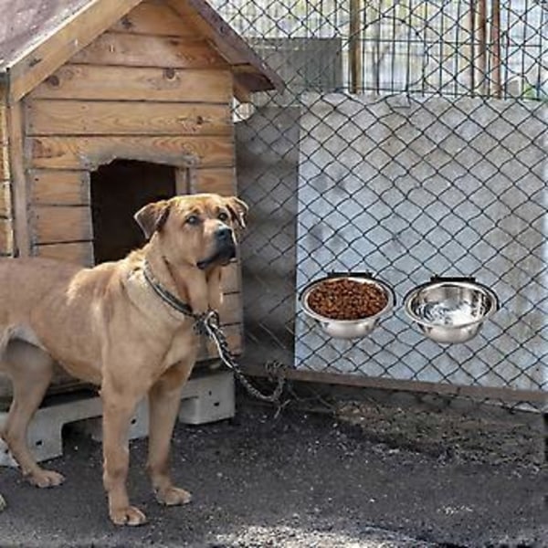 1 stk. 1200ml Rustfrit Stål Pet Foder Skåle Hængende Hunde Vandskåle til Pet Hund Kat (Sølv)