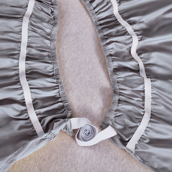 (Dobbel 150 x 200 40 cm, Grå) Sengeskjørt Ruffle Sengeskjørt Robust og Elastisk Sengbunnsdeksel Wrap-ar